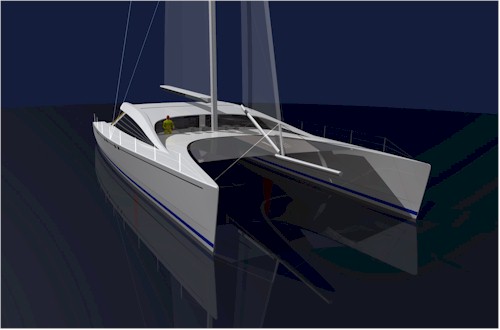 82 catamaran starboard bow profile