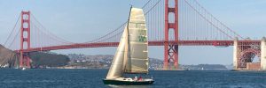 Zenyatta, e33 built by Lyman-Morse, at Golden Gate Bridge