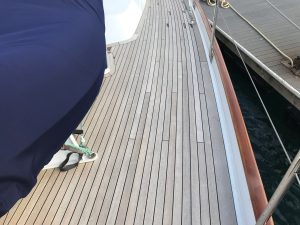 Sensation 73 yacht Valor teak deck
