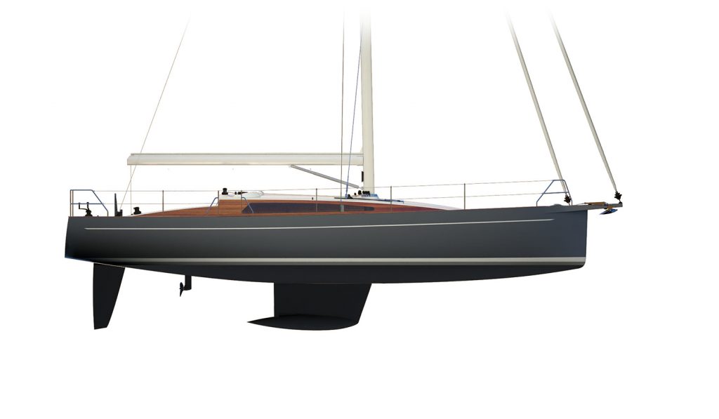 LM46 Hull No. 1 profile with keel, rudder, and Saildrive