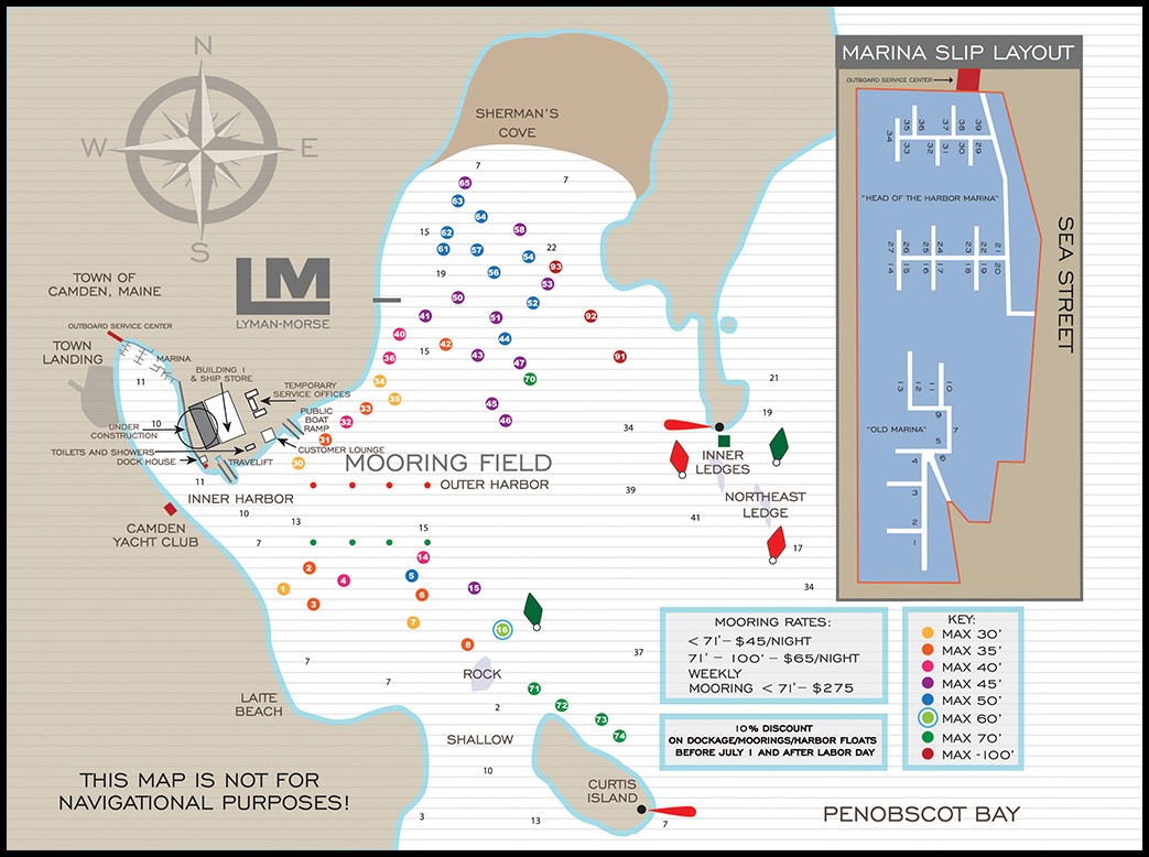 Lyman-Morse - Camden Mooring Map - updated May 2021